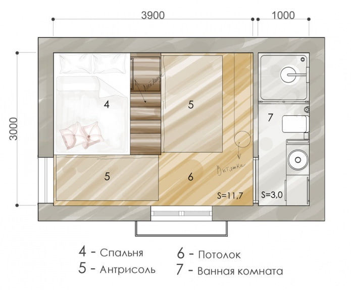Планировка квартиры 15 кв. м.